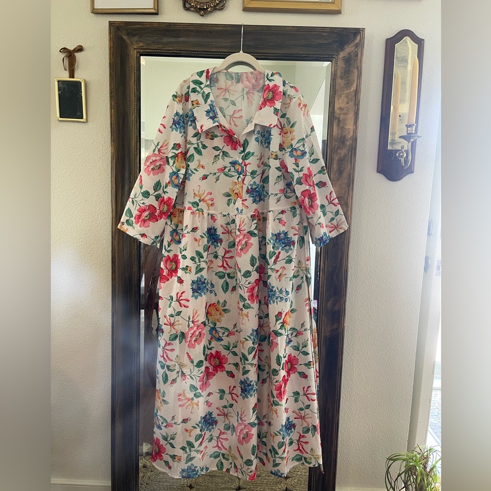 Floral Maxi Dress Button Down